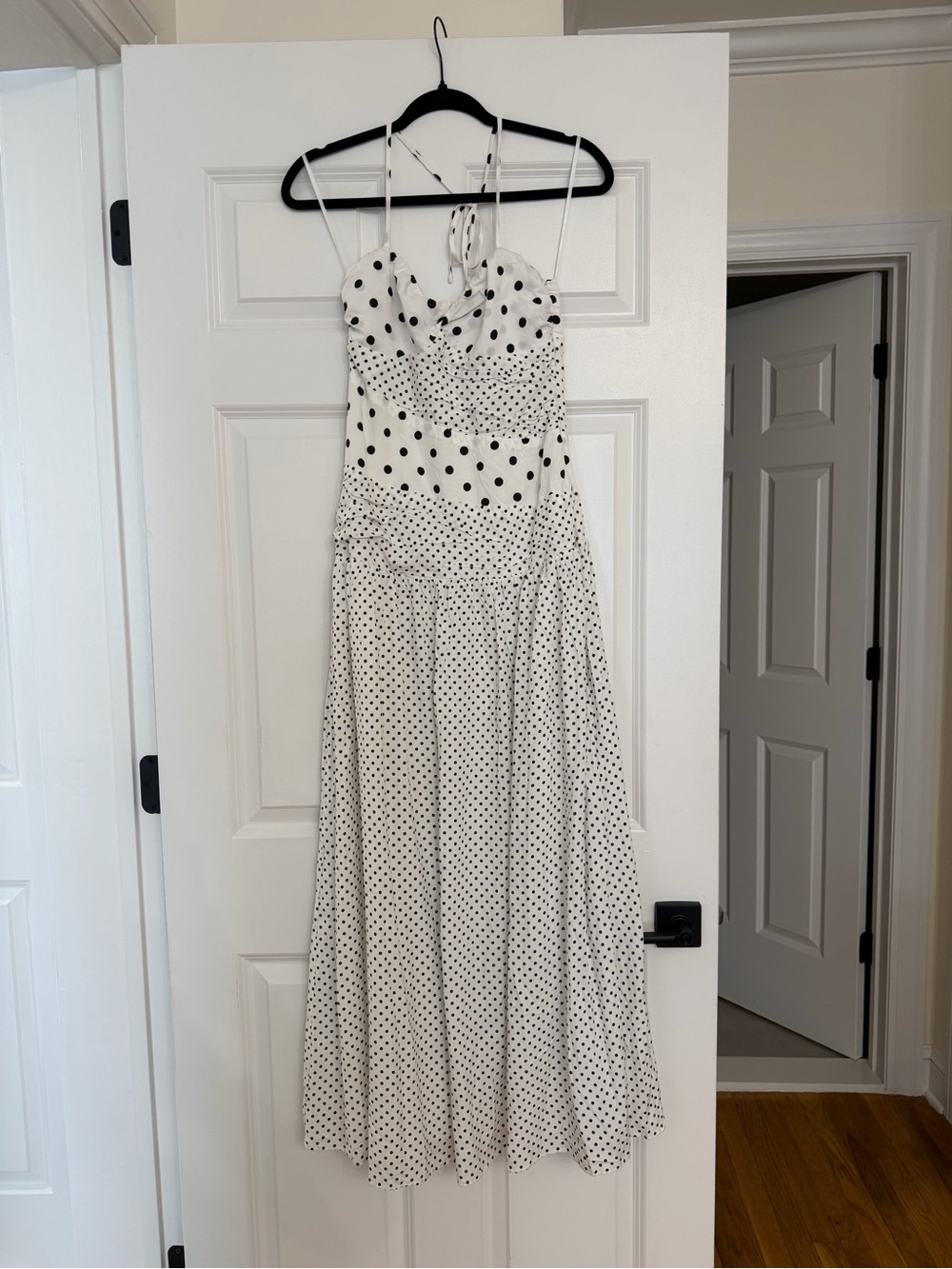 Princess Polly White Maxi Dress with Black Polka Dots